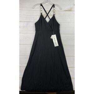 Vintage S. ROBERTS Dress Black Size 9/10 Sleeveless V Neck Maxi Made in USA